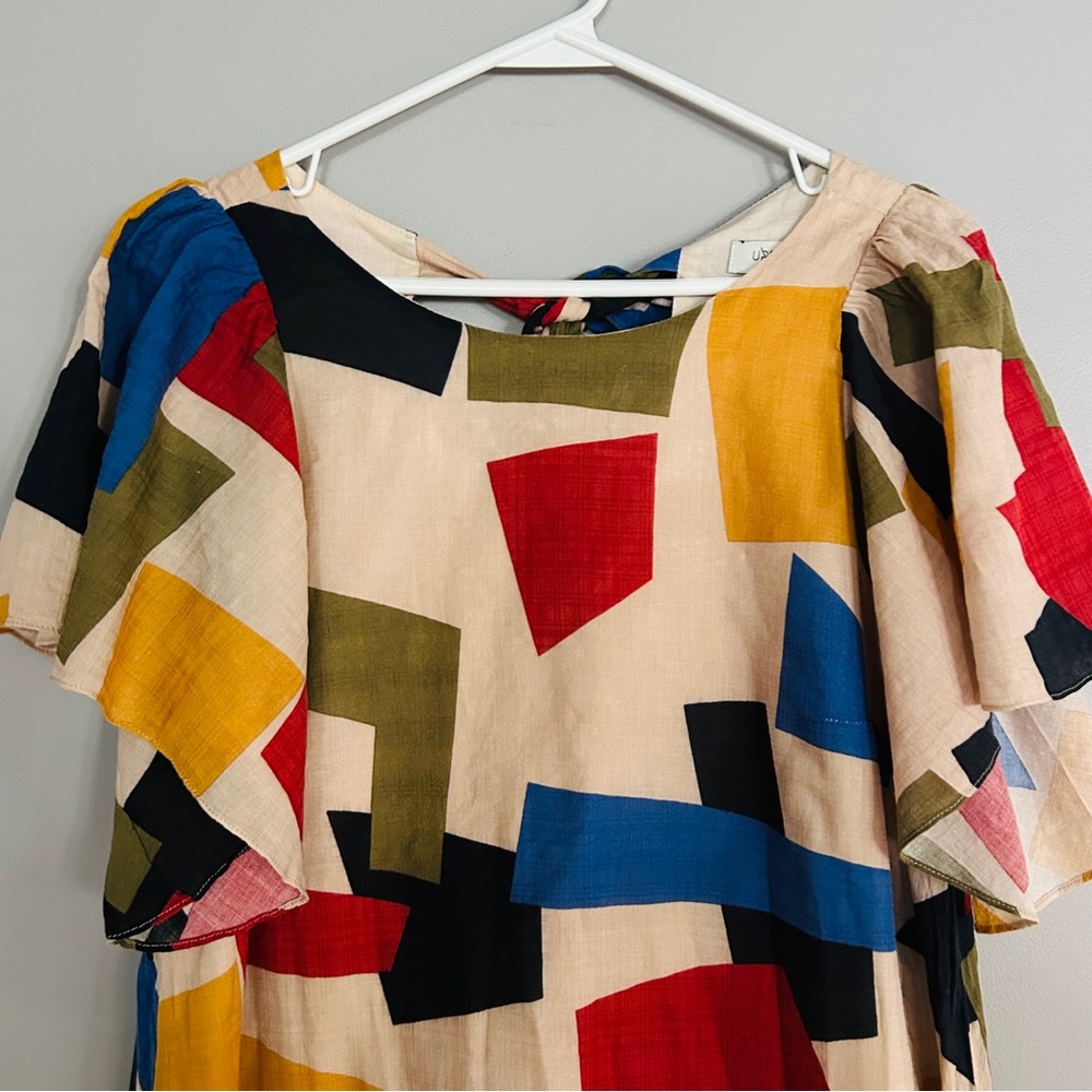 Ursa Minor Studio Piet Multicolor Geometric Print Midi Dress Size Medium - Picture 4 of 8